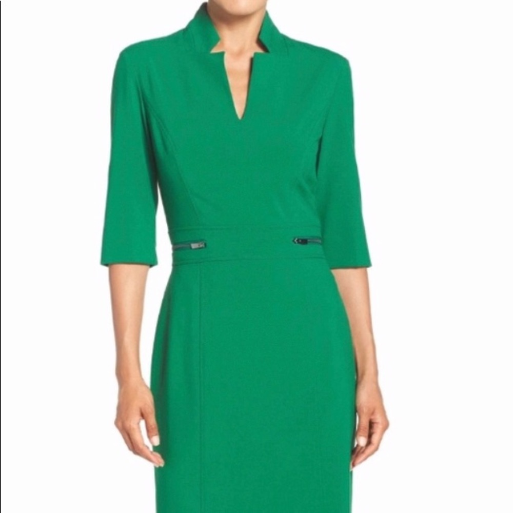 Tahari arthur s. levine notch sheath dress - green